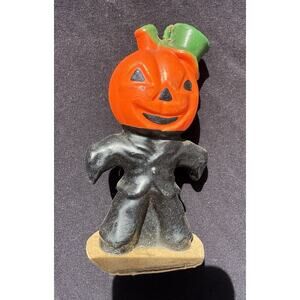 Vintage Gurley Halloween Pumpkin Man Jack-O-Lantern Candle -TO14